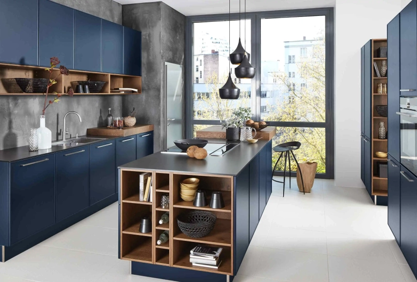 Designküche blau